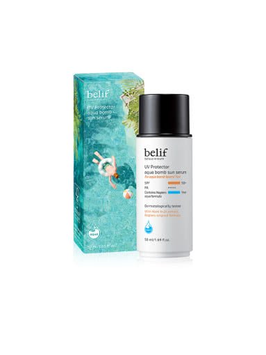 belif UV Protector Aqua Bomb Sun Serum SPF50+ PA++++ 50ml (Summer Edition) - Korean Beauty UK Sun Cream belif