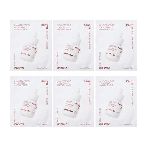 innisfree Black Tea Youth Enhancing Ampoule Mask 28ml X 6ea - Korean Beauty UK Facial Mask innisfree