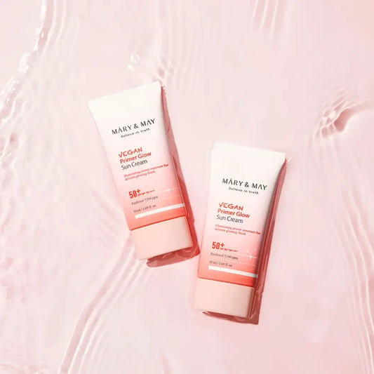 Mary&May Vegan Primer Glow Sun Cream SPF50 + PA + + + + 50ml for Radiant Skin - 50ml