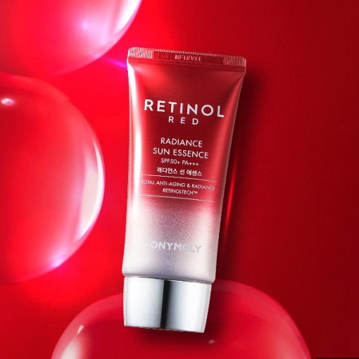 TONYMOLY Red Retinol Radiance Sun Essence 45ml SPF50+ PA+++ - Korean Beauty UK Sun Cream TONYMOLY