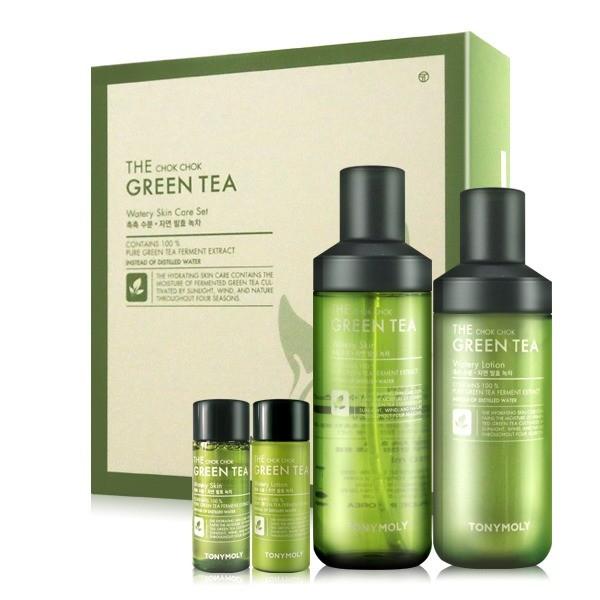 TONYMOLY The Chok Chok Green Tea Watery Skin care Set - Korean Beauty UK Skincare SET TONYMOLY