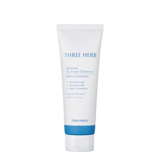 TONYMOLY THREE HERB Blemish AC Foam Cleanser 150ml - Korean Beauty UK Cleansing Foam TONYMOLY